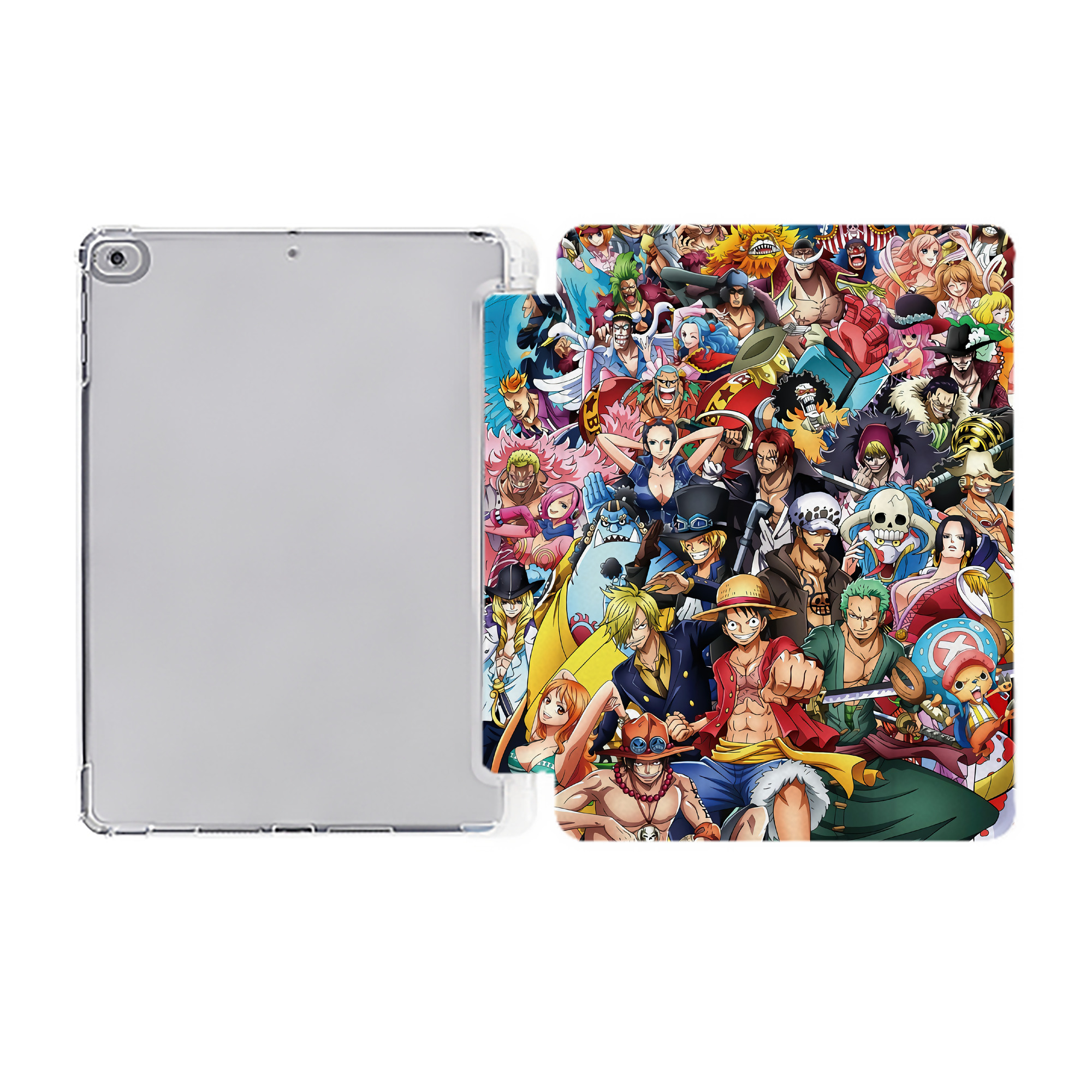 ワンピース ONE PIECE IPad ケース ペン収納付き 三つ折りスタンド PUレザー×シリコン 対応機種9.5/10.5/10.9インチ